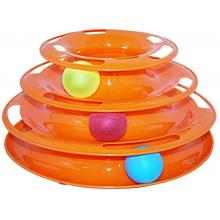 Игрушка для кошек Трэк пластиковый трехэтажный с мячиками 24,5х12см