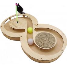 Игрушка для кошек развивающая Восьмерка с шарикамии, когтеточкой из каната и игрушкой на пружине, 49*27*3,6 см