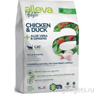 Holistic Cat корм для взрослых кошек с курицей и уткой, алое вера и женьшенем, Adult Chicken & Duck+ Aloe vera & Ginseng
