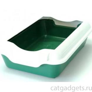 Туалет для кошек с бортиком 37*27*11,5см, зеленый