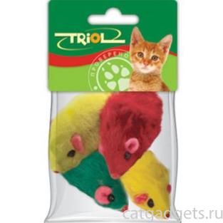 Игрушка для кошек "Мышь цветная", 4,5-5см, 4шт. (M002NC)