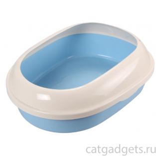 Туалет P541 для кошек овальный с бортом, голубой, 49*38*16см 