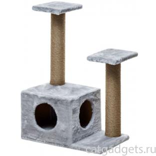 Домик для кошек меховой «Дуплет» 57*37*82 см, джут 